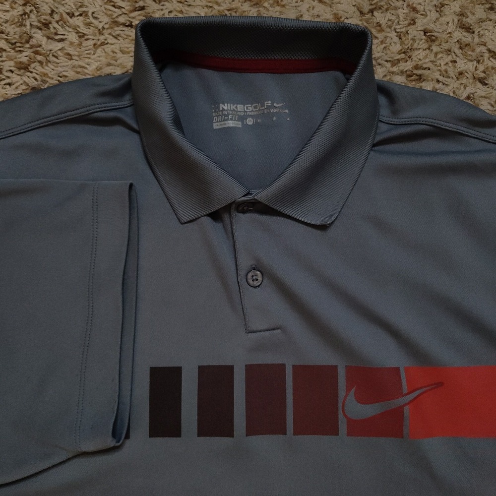 Nike Golf Gray Polo Men Sz M Short‎ Sleeve Performance Dri Fit Shirt